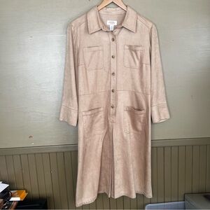 Talbots Faux Suede Shirt Dress Vintage Korea Size 8